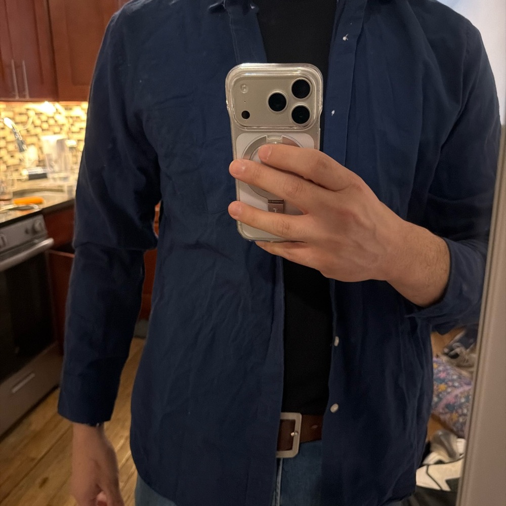 J. Crew Men's Dark Navy Button-Front Shirt Jacket
